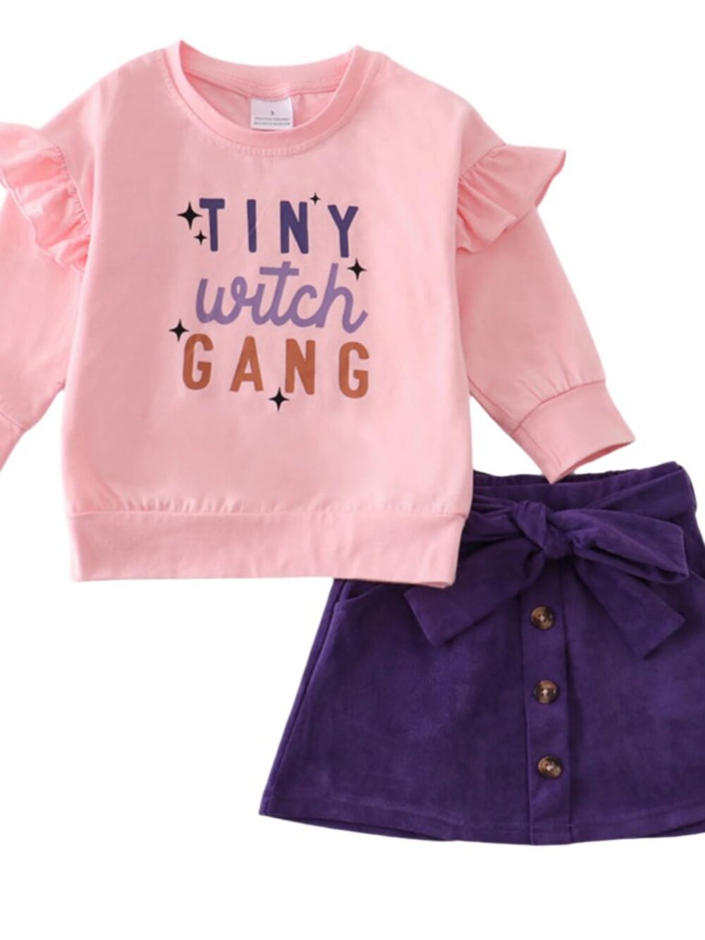 Toddler Girl Halloween Pink Ruffle Skirt Set Witch New Without tags